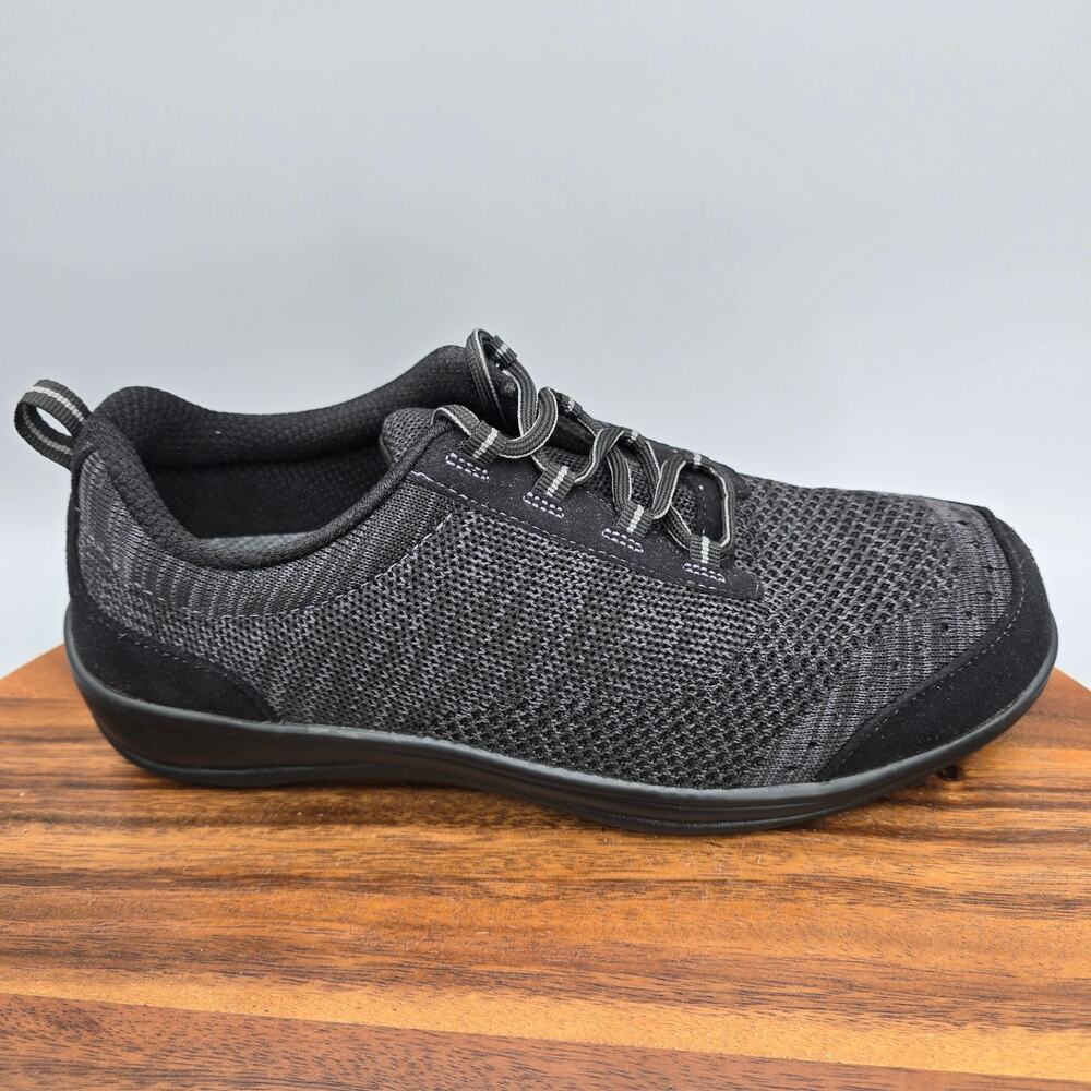 Orthofeet Shoes Womens 8.5 Wide Black Knit Lace Up Orthotic Comfort Walking